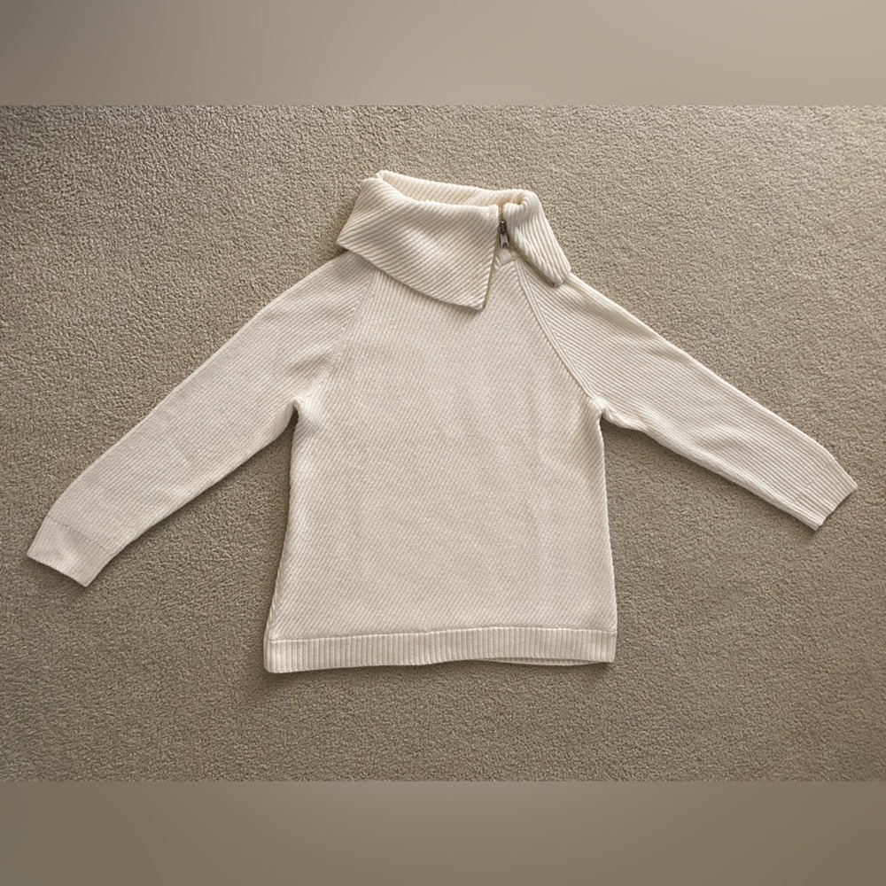 Talbots Ivory Crowl Neck Ribbed Sweater XL